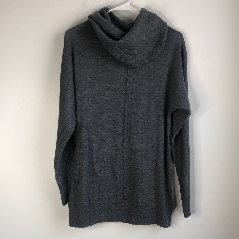 Tahari Merino Wool gray cowl neck tunic sweater